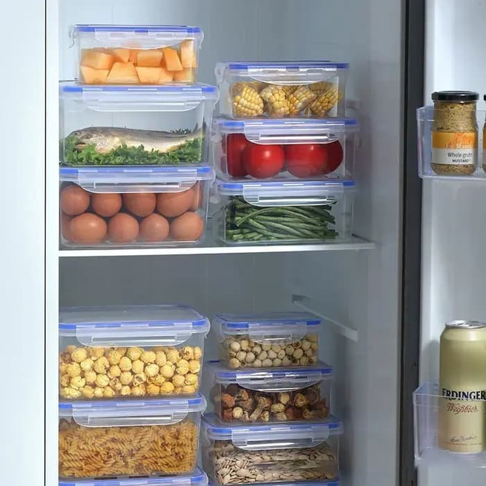 Boîte de rangement des aliments au réfrigérateur avec couvercle en plastique