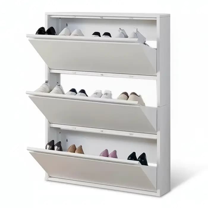 Armoire à chaussures avec 3 tiroirs rabattables, étagère à chaussures dissimulée en MDF, rangement m