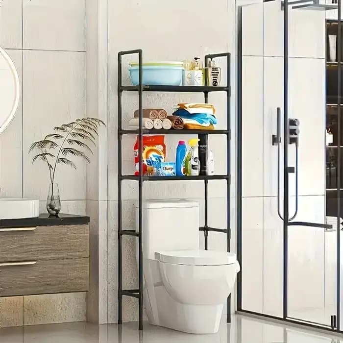 Étagère de rangement pour toilettes, cuisine, salle de bain, étagère de rangement sur pied pour toil