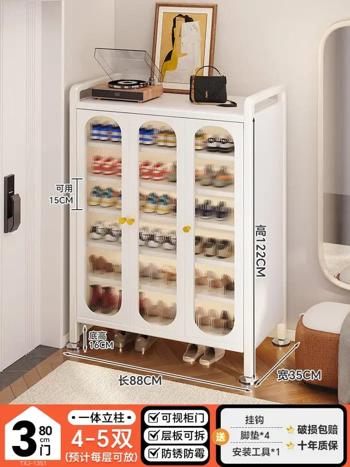 Meuble à chaussures en bois blanc italien avec étagères fermées, organisateur d'entrée, armoire de r