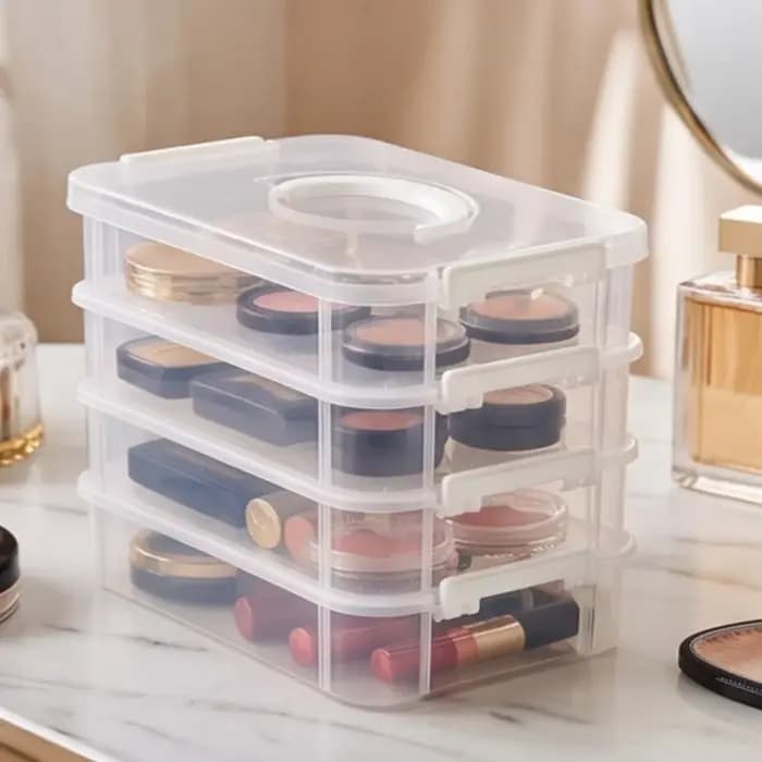 Boîte de rangement en plastique Transparent à 4 couches