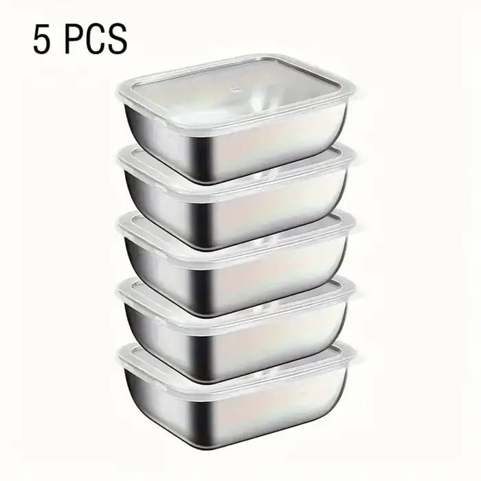 Boîtes de conservation alimentaire en acier inoxydable, 5 pièces, empilables, pour la préparation de