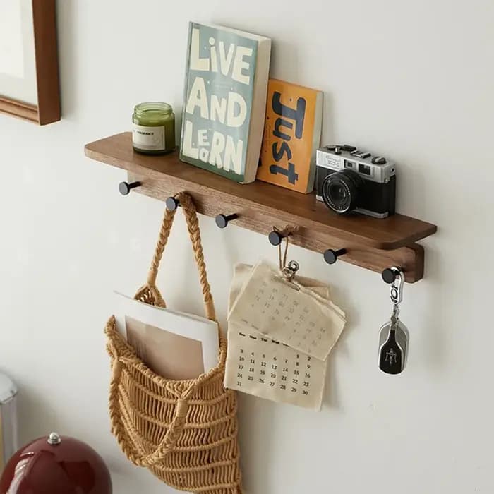 Porte-manteau mural avec étagère de rangement