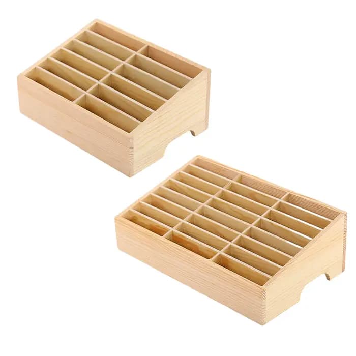 Boîte de rangement en bois multi-grille pour téléphone portable