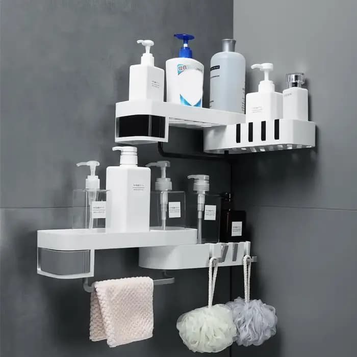 Étagère de rangement d'angle de cuisine de salle de bains en plastique pratique