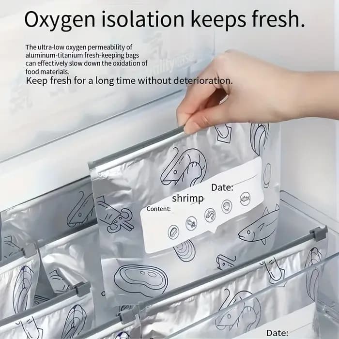 Sacs de rangement en papier d'aluminium, 10/60 pièces, organisateurs scellés pour congélateur, emballage alimentaire, garde-manger réutilisable, sac anti-odeur, essentiel de cuisine
