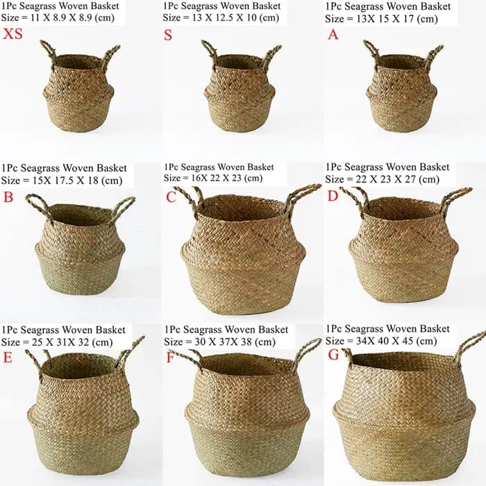 Mir de rangement tissé en jonc de mer WUNICEF, pot de fleurs de plantation pliable, panier à linge d