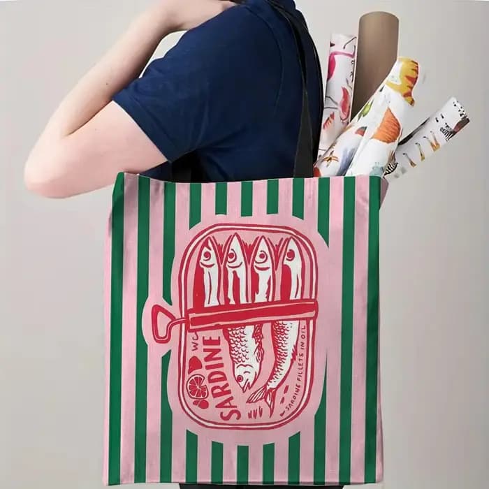 Sacs de rangement pour boîtes de conserve de sardines Coastal Charm, sac fourre-tout en toile imprim