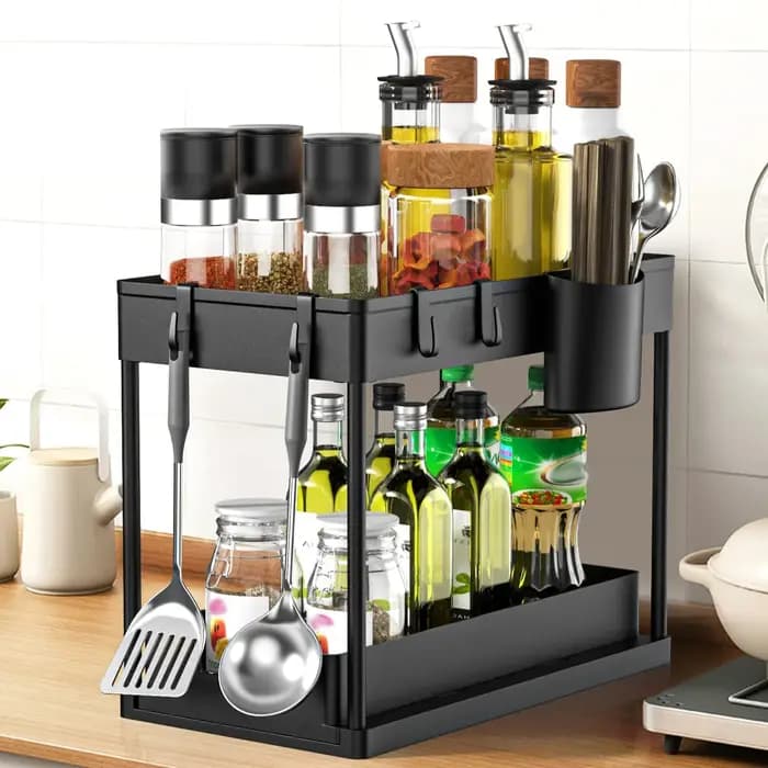Organiseurs et rangements sous l'évier, grande capacité, résistance à charge lourde, étagères coulissantes sous l'évier avec tiroir coulissant pour cuisine et salle de bain