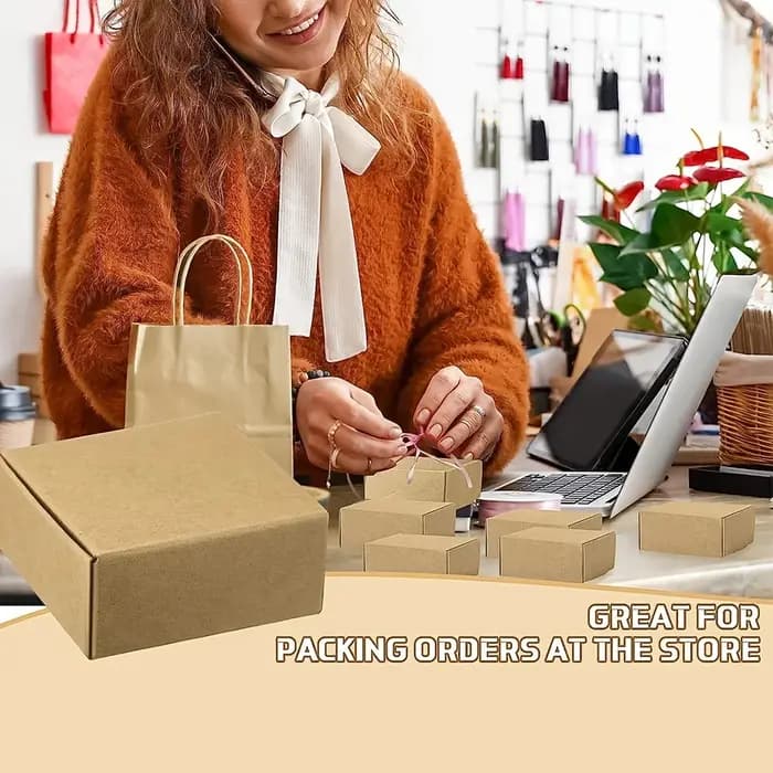 Mini boîtes en carton Kraft 10/20 pièces, 2.16 "x 2.16" x 0.98 "-convient aux emballages, artisanat et coffrets cadeaux de vacances pour petites entreprises