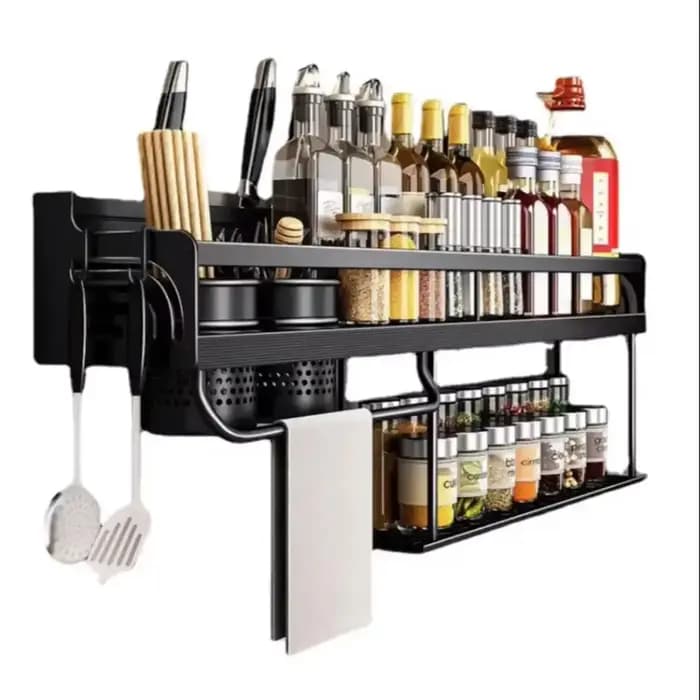 Organisateur de cuisine étagère murale support de rangement d'épices porte-couteau