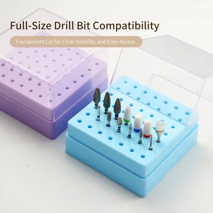 Boîte de rangement vide pour 49 embouts de perceuse à ongles