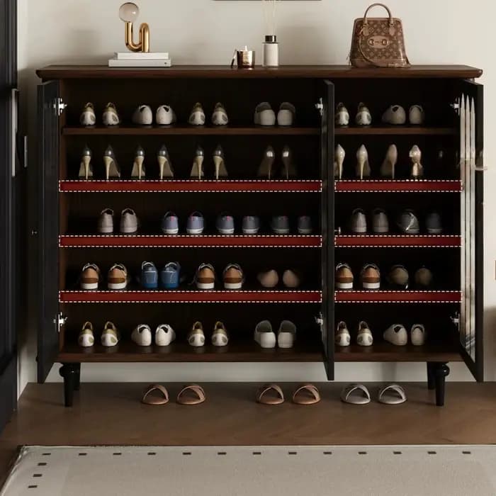 Meuble à chaussures vintage français en verre