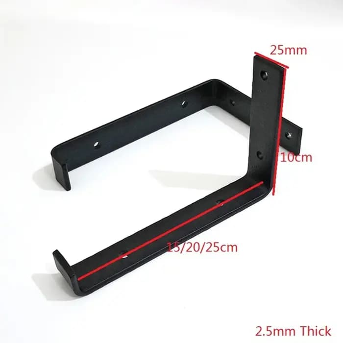 1 paire (2 pièces) supports d'étagère muraux noirs Support avec vis en forme de L