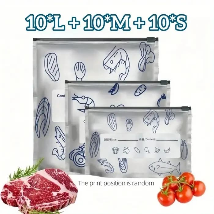 Sacs de rangement en papier d'aluminium, 60 pièces, organisateurs scellés pour congélateur, emballage alimentaire, garde-manger réutilisable, sac anti-odeur, essentiel de cuisine