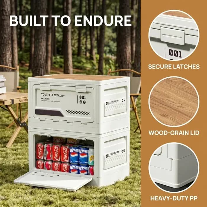 Boîte de rangement de style industriel avec couvercle en bois