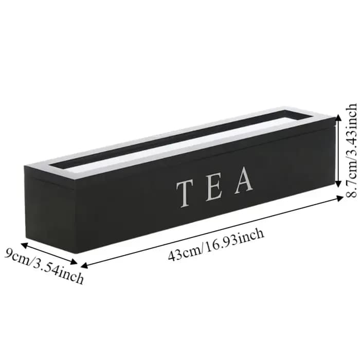 Boîte de rangement en bois pour sachets de thé avec fenêtre transparente