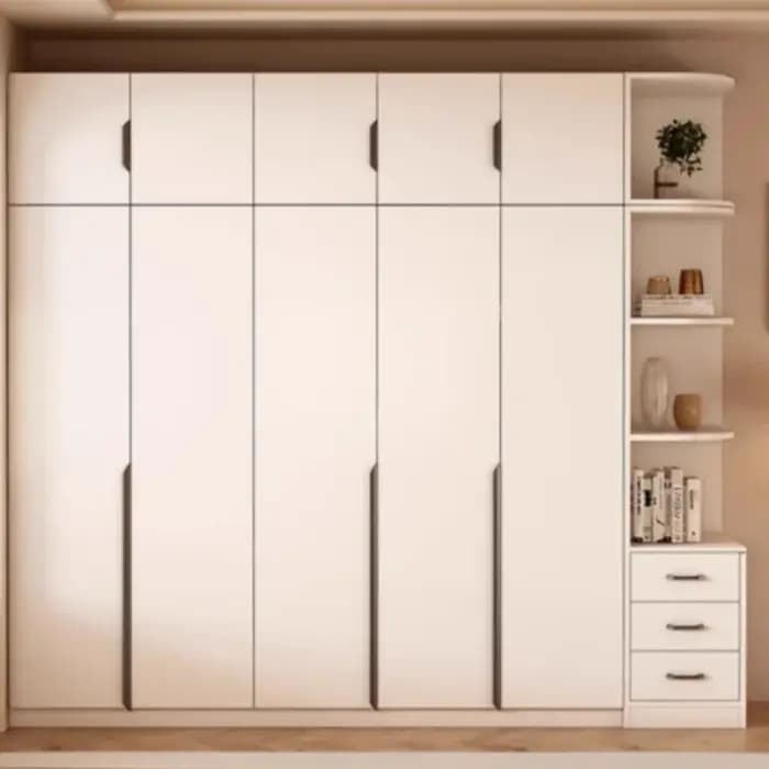 Armoires en bois massif cannelé, bibliothèque de luxe, armoires modernes à tiroirs, armoire avec porte, meubles de chambre à coucher, ensembles de chambre