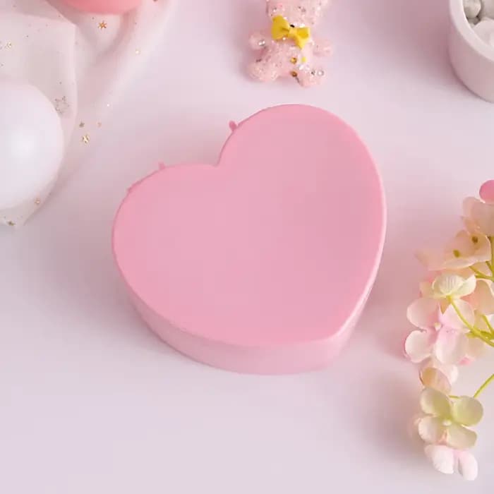 Boîte à bijoux en forme de cœur avec miroir de maquillage