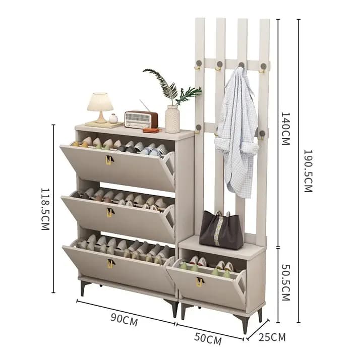 Meuble à chaussures italien avec portes et assise