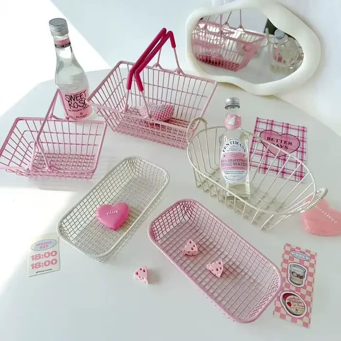 Panier de rangement S/M/L rose grande capacité
