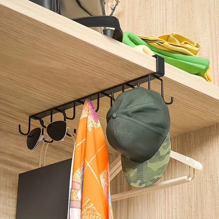 Porte-gobelets en acier inoxydable à double rangée avec un total de 12 crochets - Organisateur de rangement de cuisine