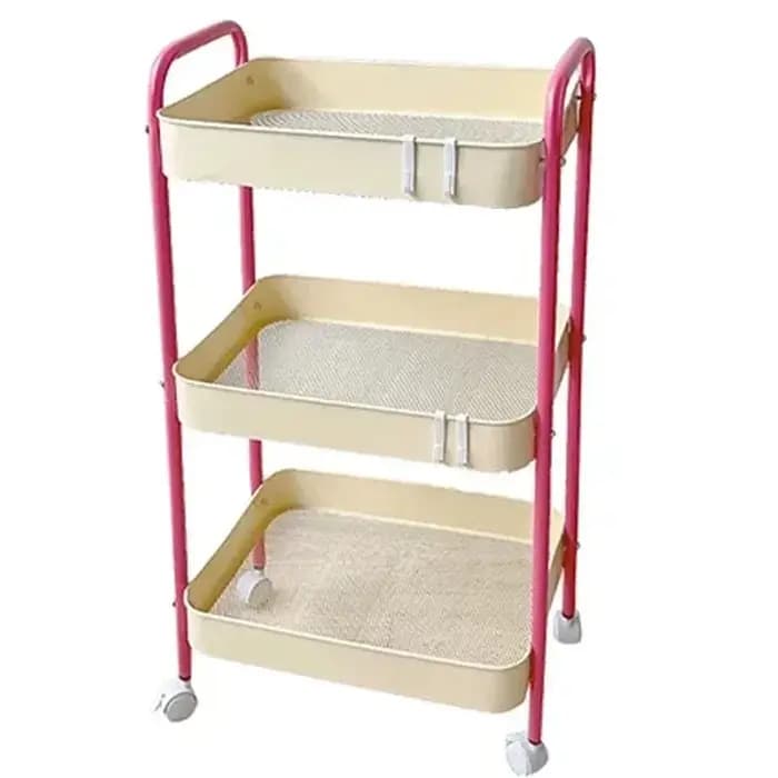 Étagère de rangement pour chariot de couleur contrastée à 3 niveaux