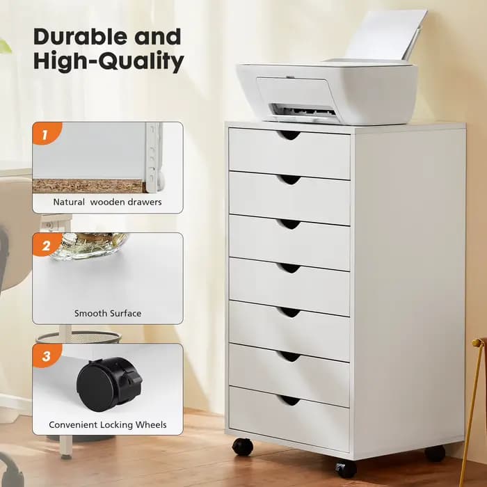 JHK 7 tiroirs commode table de nuit armoire de rangement en bois fichier bureau armoire Mobile roues