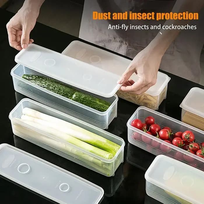 Conteneurs de stockage des aliments en plastique hermétiques avec couvercles pour organisateur de garde-manger de cuisine longue boîte rectangulaire pour céréales pâtes légumes