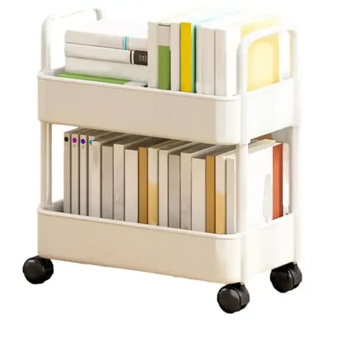 Chariot utilitaire roulant à 2 niveaux, étagère de rangement, support de rangement mobile, cuisine s