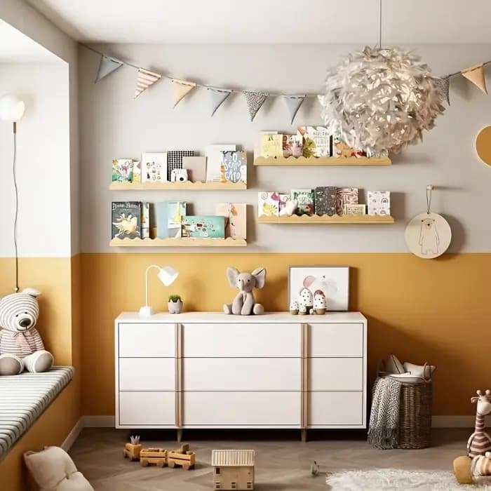 Étagère flottante en bois à bords ondulés