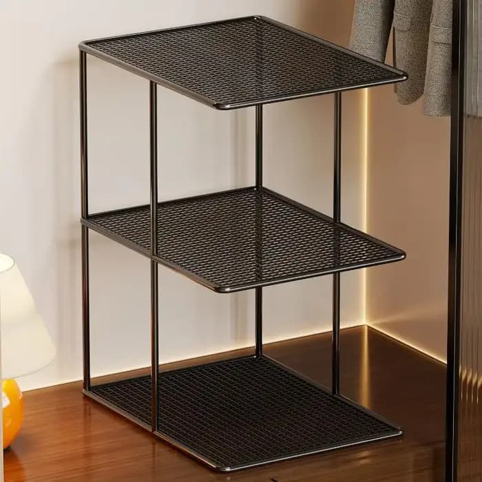 Étagère de rangement empilable en métal maillé à plusieurs niveaux pour armoire
