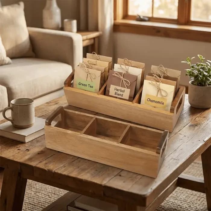 Boîte de rangement en bois pour sachets de thé