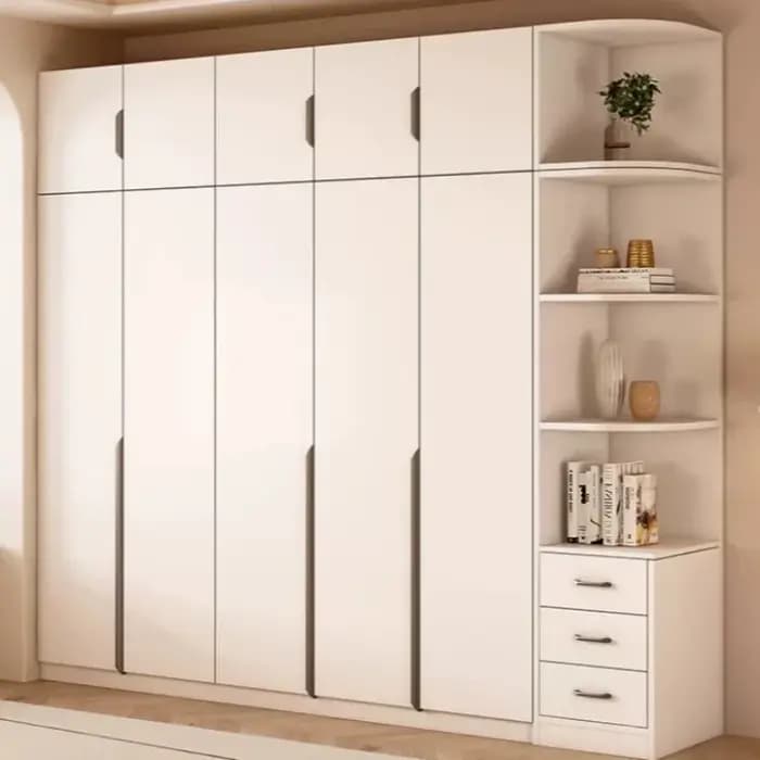 Armoires en bois massif cannelé, bibliothèque de luxe, armoires modernes à tiroirs, armoire avec porte, meubles de chambre à coucher, ensembles de chambre