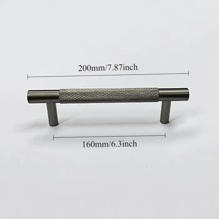 Poignée d'armoire en laiton gris pistolet, poignée de porte de meuble moletée de luxe légère, bouton de tiroir Simple, longue poignée de garde-robe créative