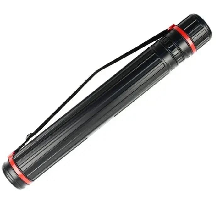 Tube de stockage d'art en plastique noir rétractable avec bretelles réglables pour transporter illustrations et tubes de peinture en sécurité