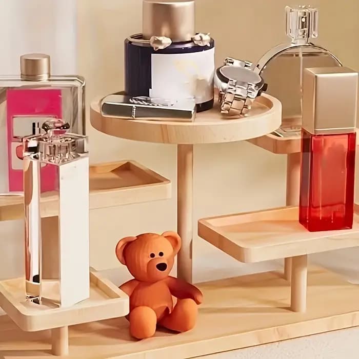 Présentoir en bois avec support de rangement - Boîte