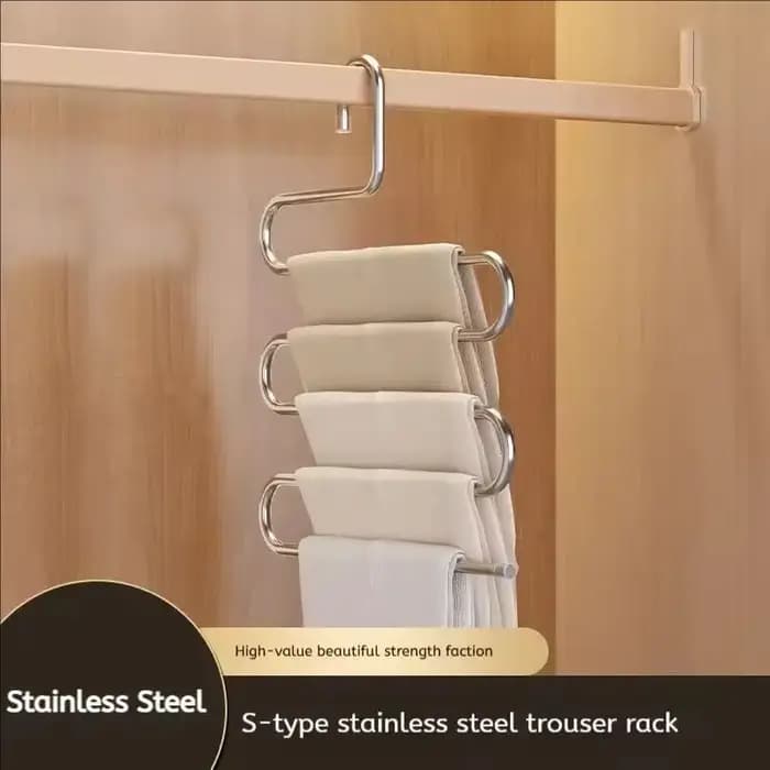 1/2pcs Porte-pantalons en acier inoxydable multi-niveaux antidérapant en forme de S pour rangement de garde-robe