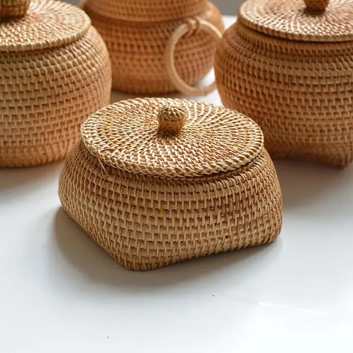 Panier de rangement en osier tissé pour la cuisine