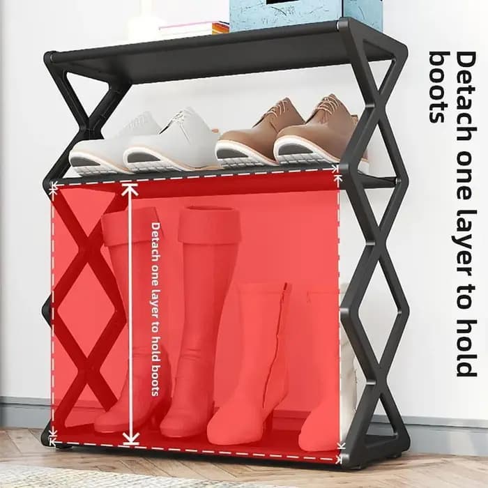 Étagère à chaussures anti-poussière en forme de X pour porte d'entrée