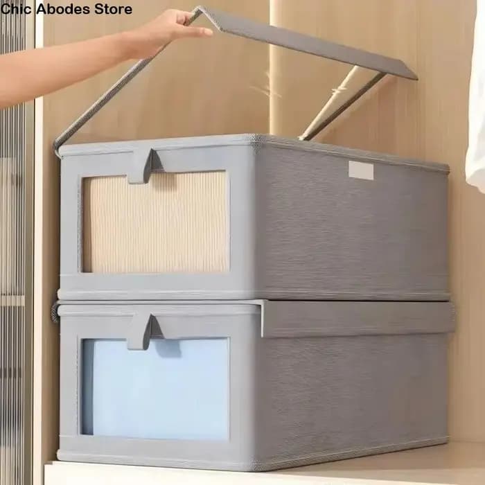 Boîte de rangement pour vêtements empilable avec fermeture éclair et couvercle