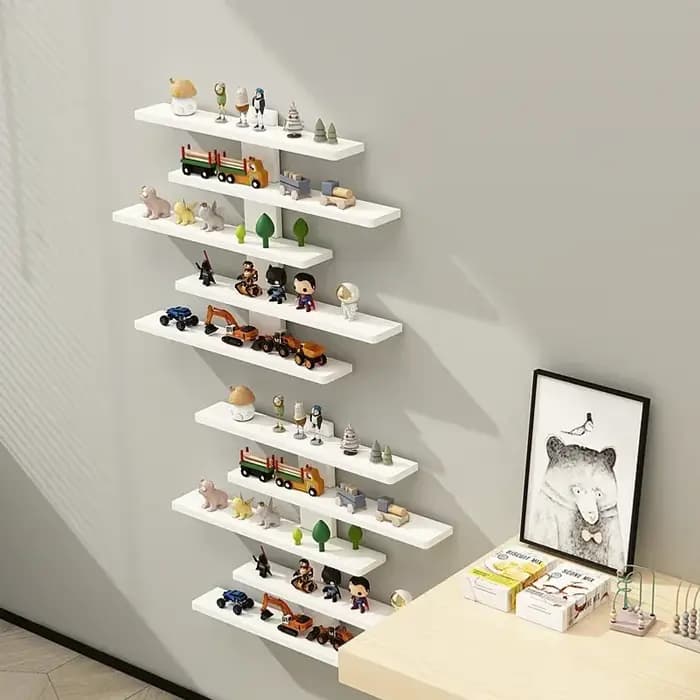 Étagère murale réglable à 5 niveaux pour figurines, objets de collection et petits blocs de construction - Décoration moderne pour la maison