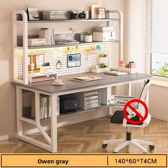 Bureau d'ordinateur stable avec étagère multi-niveaux intégrée