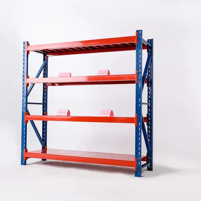 Unités d'étagères de rangement de garage en acier empilables multicouches de taille moyenne d'entrepôt bleu orange