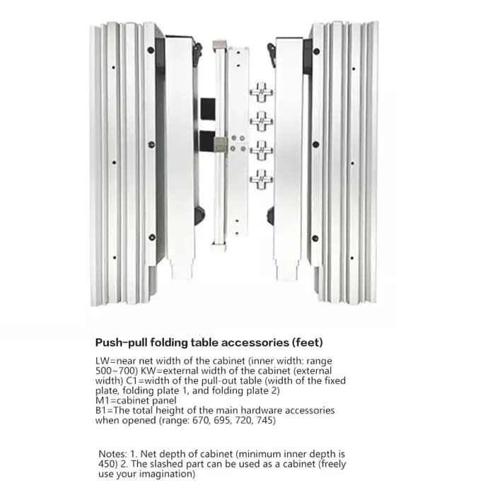 Rail coulissant télescopique pliable caché avec jambes, Push-Pull pour Table à manger, armoire de bu