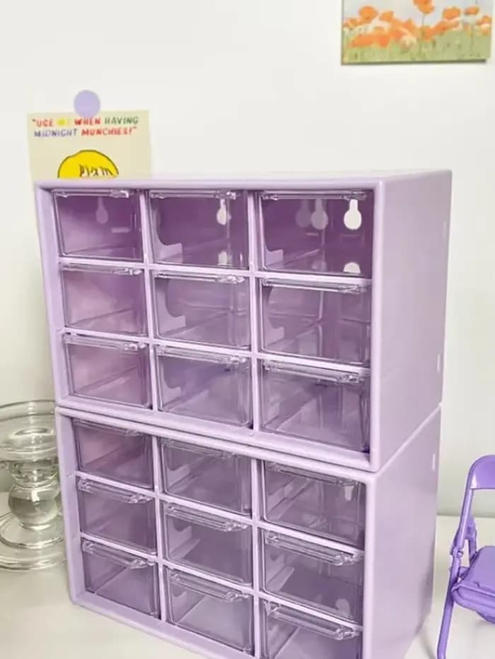 Boîtes de rangement de bureau transparentes à 9 grilles
