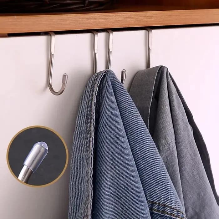 Porte d'armoire en acier inoxydable 304 en forme de S, crochet polyvalent, porte-serviettes, porte-c