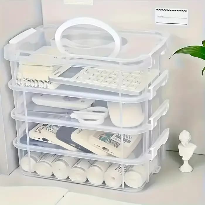 Boîte de rangement empilable Extra Large à 4 niveaux avec couvercle