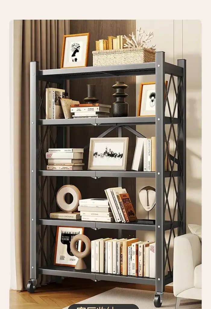 Étagère de rangement pliable multi-niveaux sans assemblage