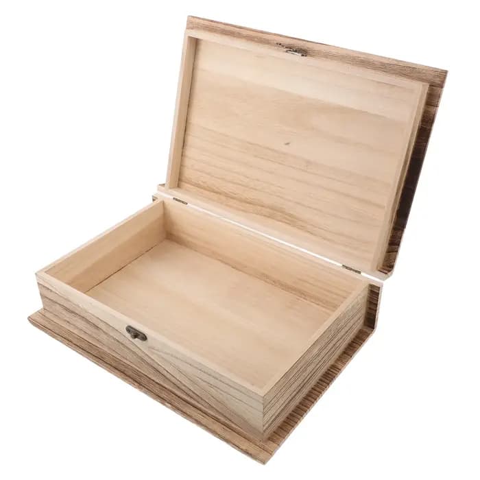 Grande boîte à livre en bois en forme de Bible avec couvercle à charnières, boîte de rangement en forme de livre avec fermoir pour bijoux, souvenirs ou petits objets commémoratifs